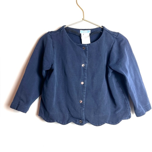 Jacadi Navy Girls Scalloped Cardigan 3 - Picture 1 of 7